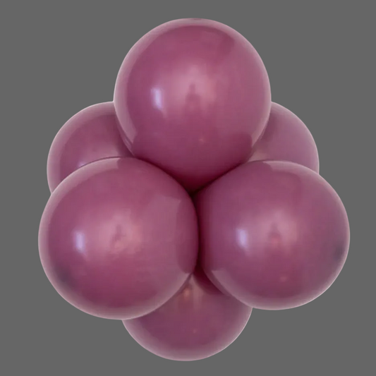 Group of purple balloons labeled 'Kalisan Retro Wild Berry' on a white background