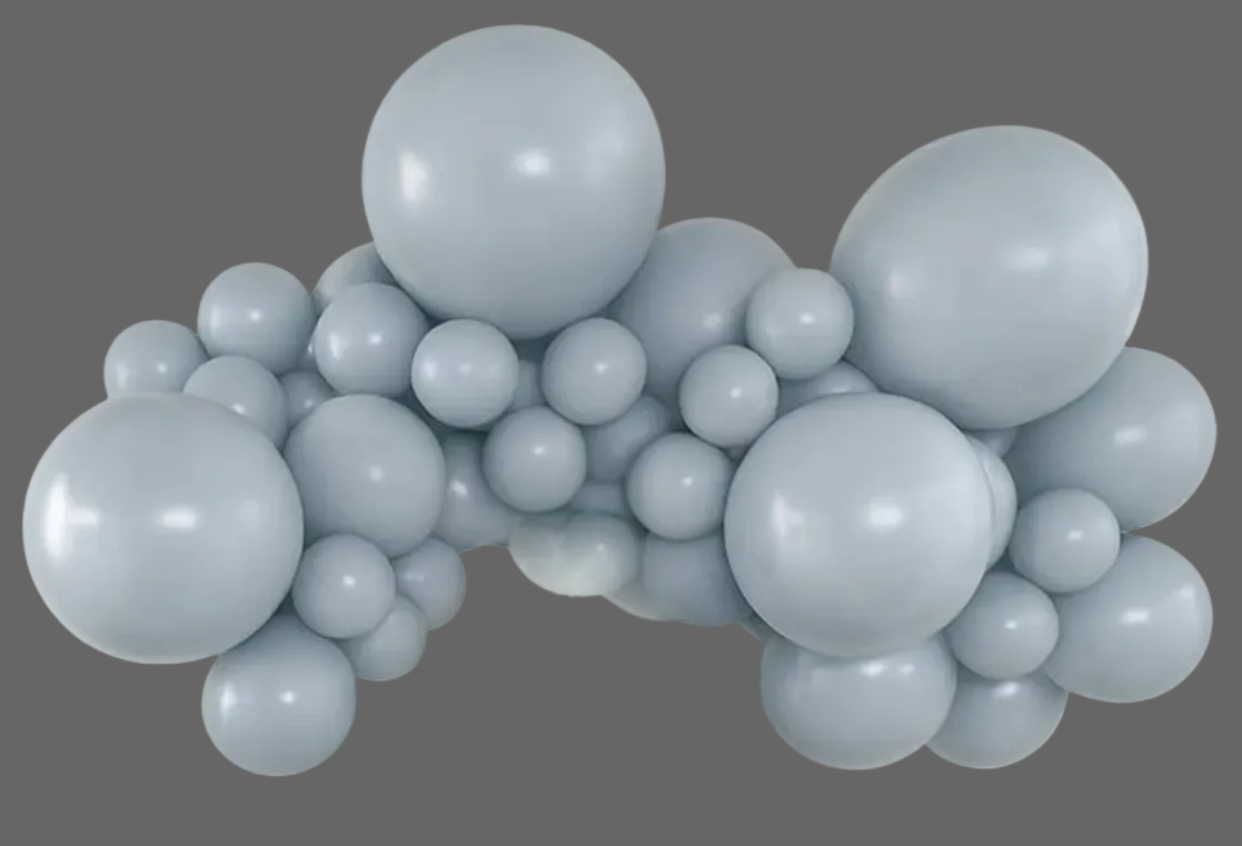 Balloon arch in Kalisan Retro Storm color on a white background