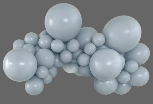 Balloon arch in Kalisan Retro Storm color on a white background