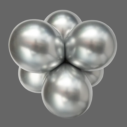 Silver metallic sphere with 'Kalisan Mirror Silver' label on a white background